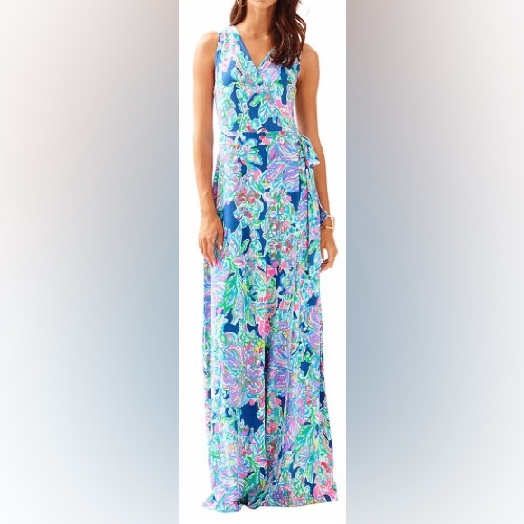New with Tags Lilly Pulitzer Delphina Maxi Wrap Dress - Medium - Picture 1 of 4
